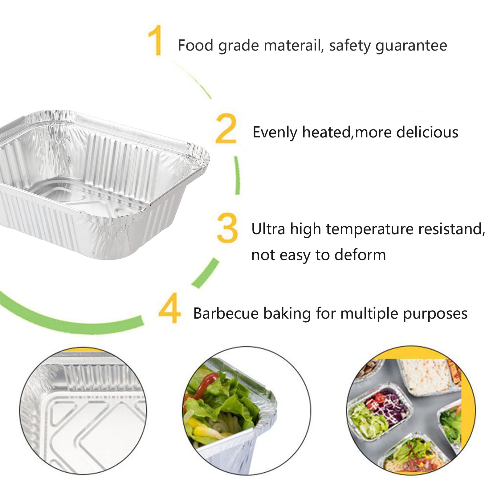 Waytiffer Sartenes de aluminio para llevar de 1 libra con tapas transparentes/recipientes de papel de aluminio para alimentos/preparación de comidas, sartenes de goteo para congelador, barbacoas