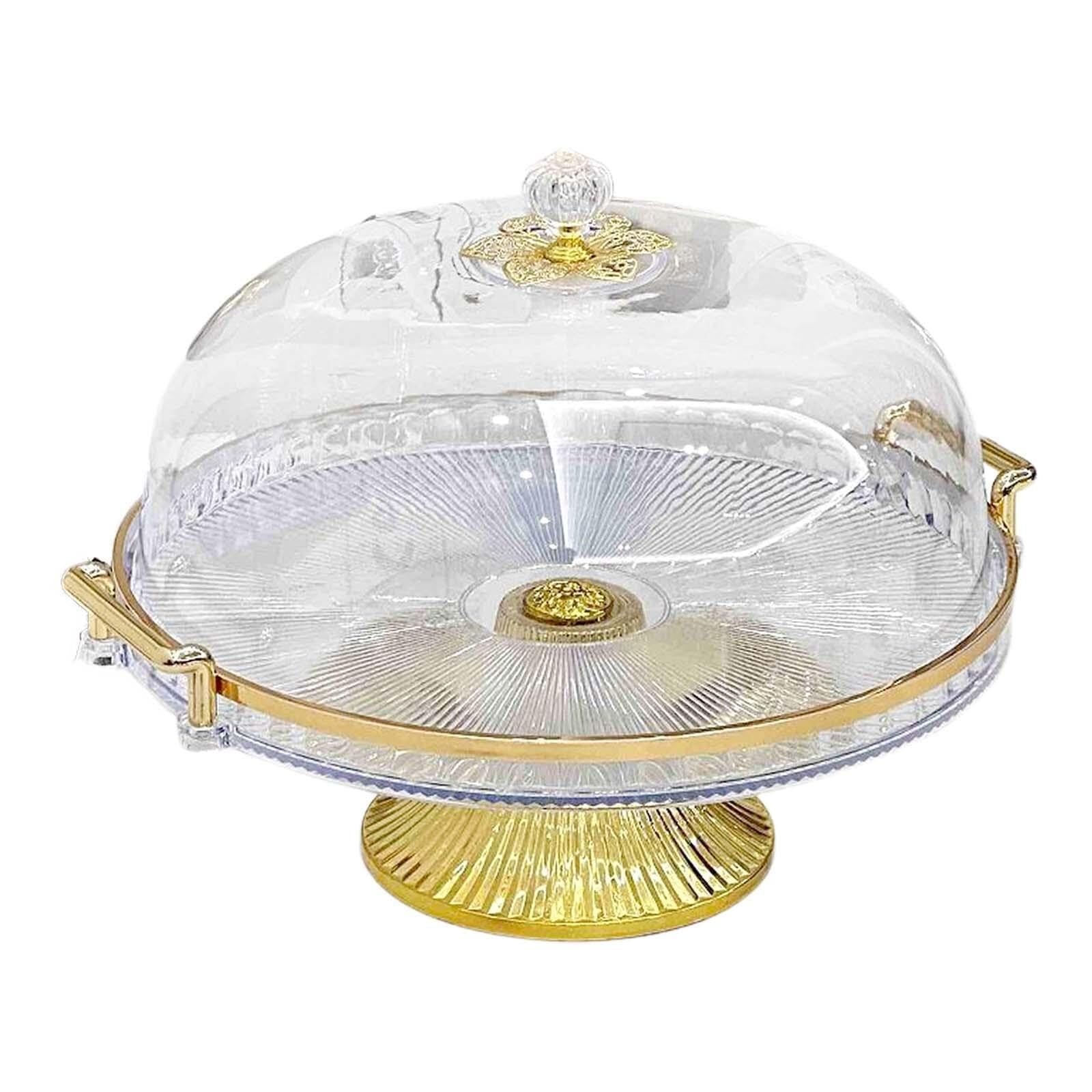 FAFAKO Cake Plate with Base & Lid - Multifunctional Serving Stand for Cakes, Desserts & Cookies in the Kitchen (Clear)