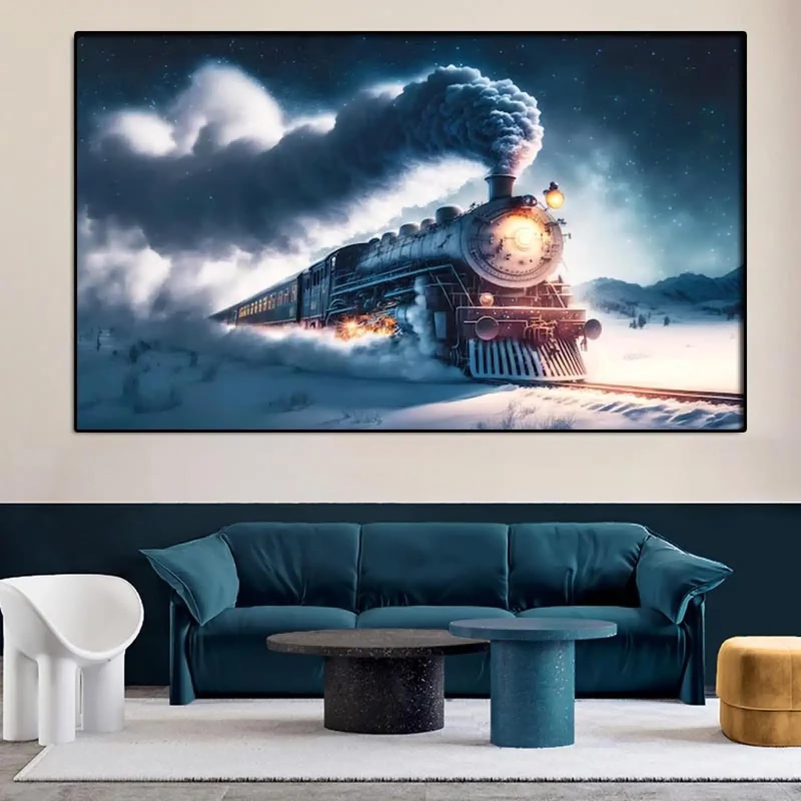 Deco interieur salon tableau de train 60x80cm pret a suspendre - 4