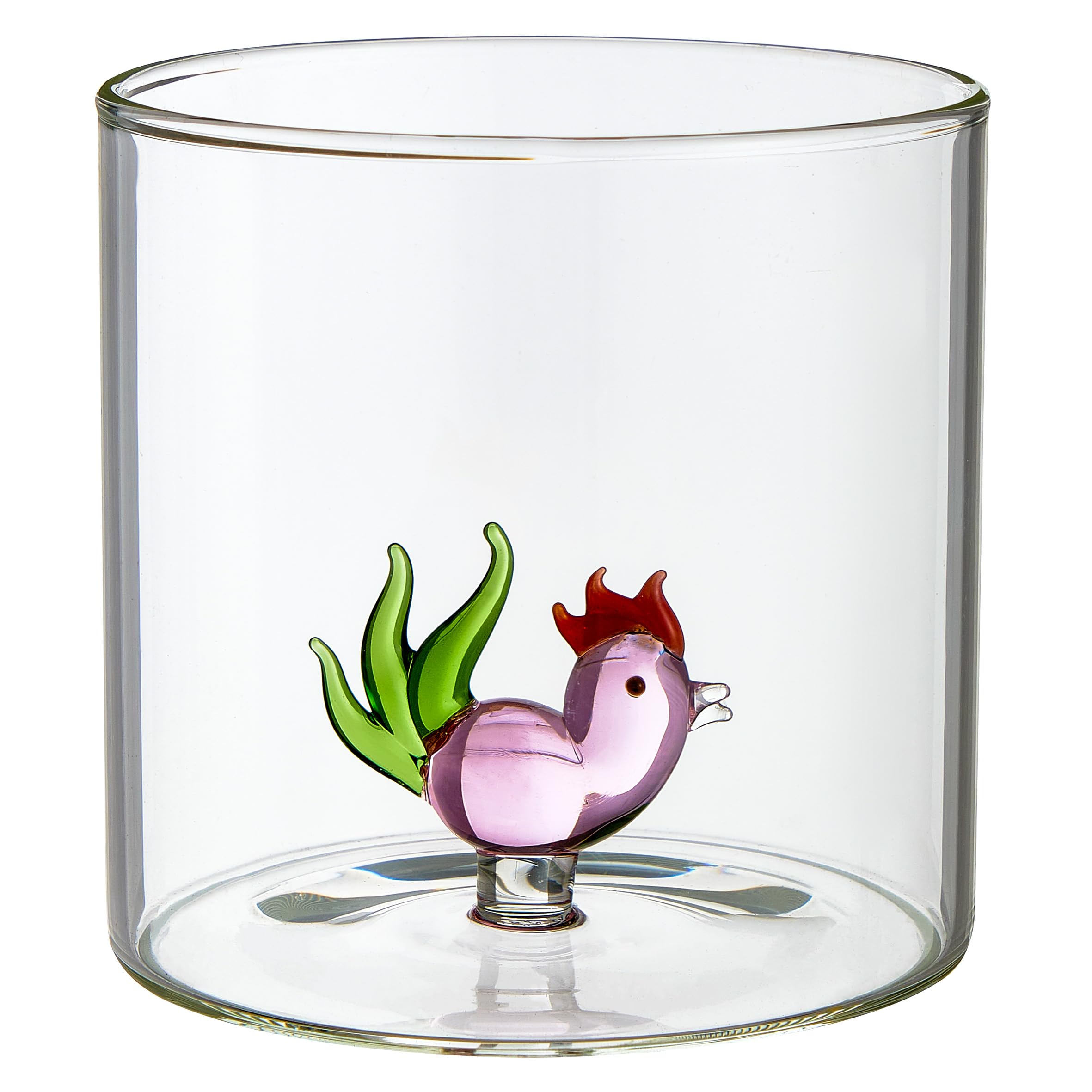 Baroni Home Juego de 6 Vasos de Vidrio Borosilicato de 32 cl, Vasos Transparentes de Colores Surtidos, Lavables en Lavavajillas, 8 X 8,5 cm, Animales