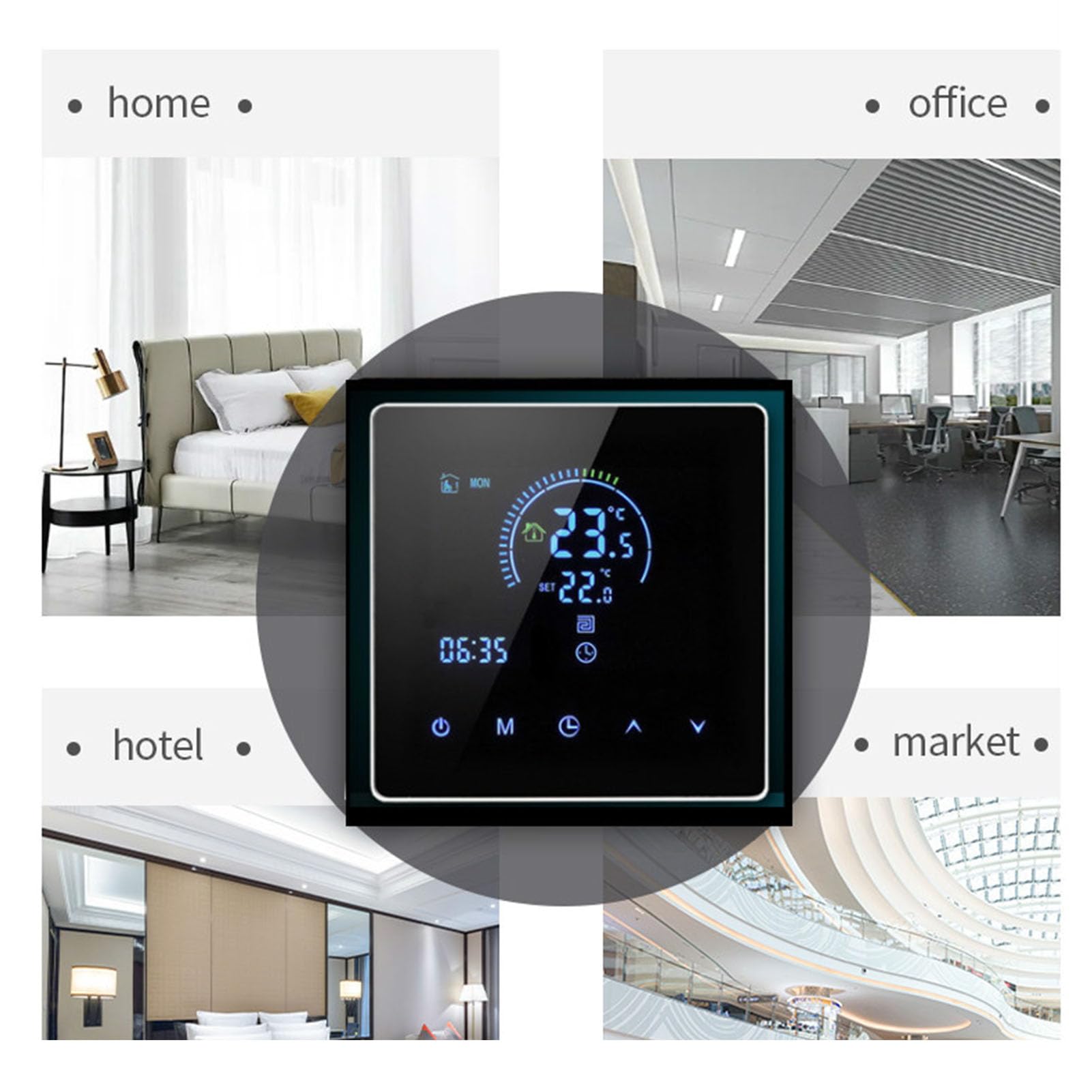 YWBL-WH Termostato Digitale Programmabile Intelligente Termostato per Riscaldamento a Parete con Display LCD per Riscaldamento a Pavimento di (Tipo standard)