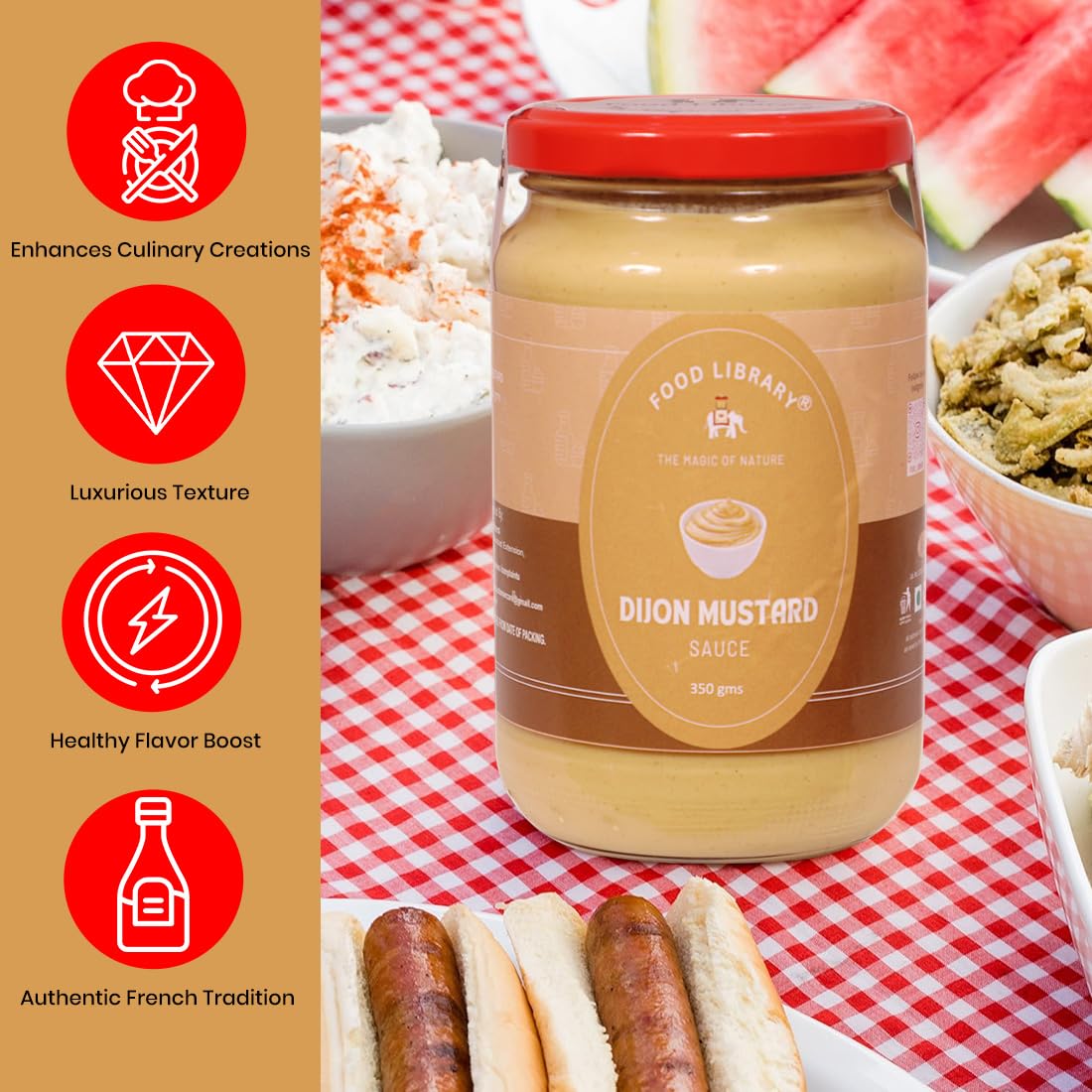 FOOD LIBRARY THE MAGIC OF NATURE Saucy Sensations For Your Culinary Creations (Dijon Mustard),370 Grams 2