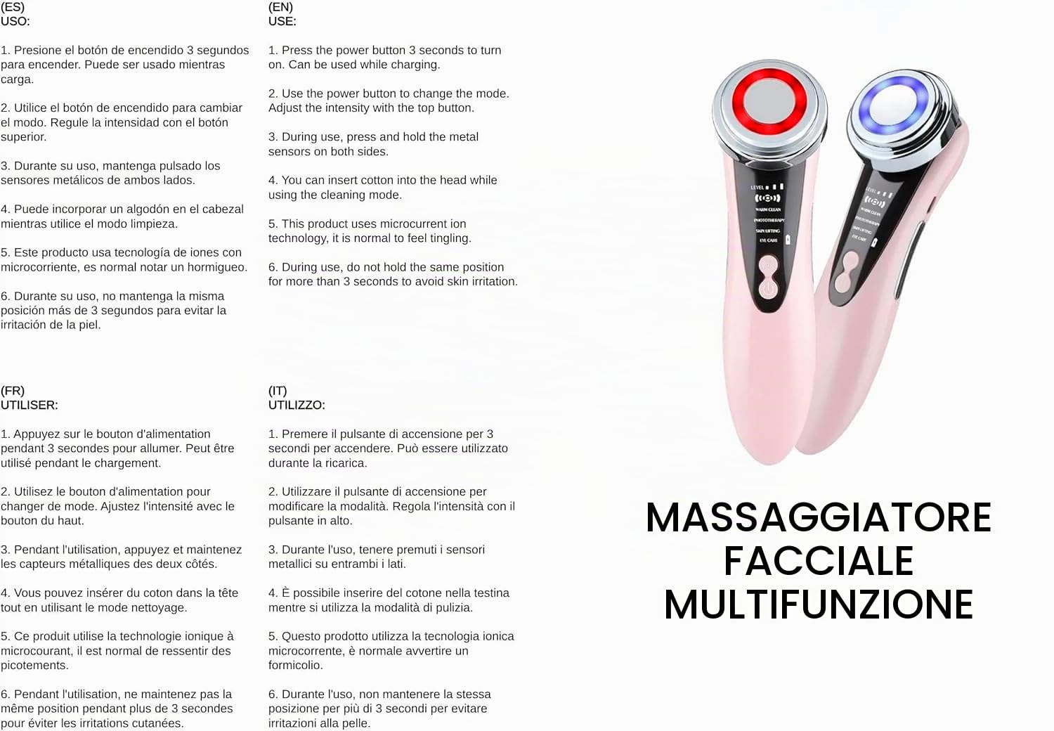 KORAL - Massaggiatore viso anti-rughe con beauty case e microcorrenti facciali per la cura della pelle - Ringiovanisce la pelle con microcorrente EMS - Alta frequenza facciale