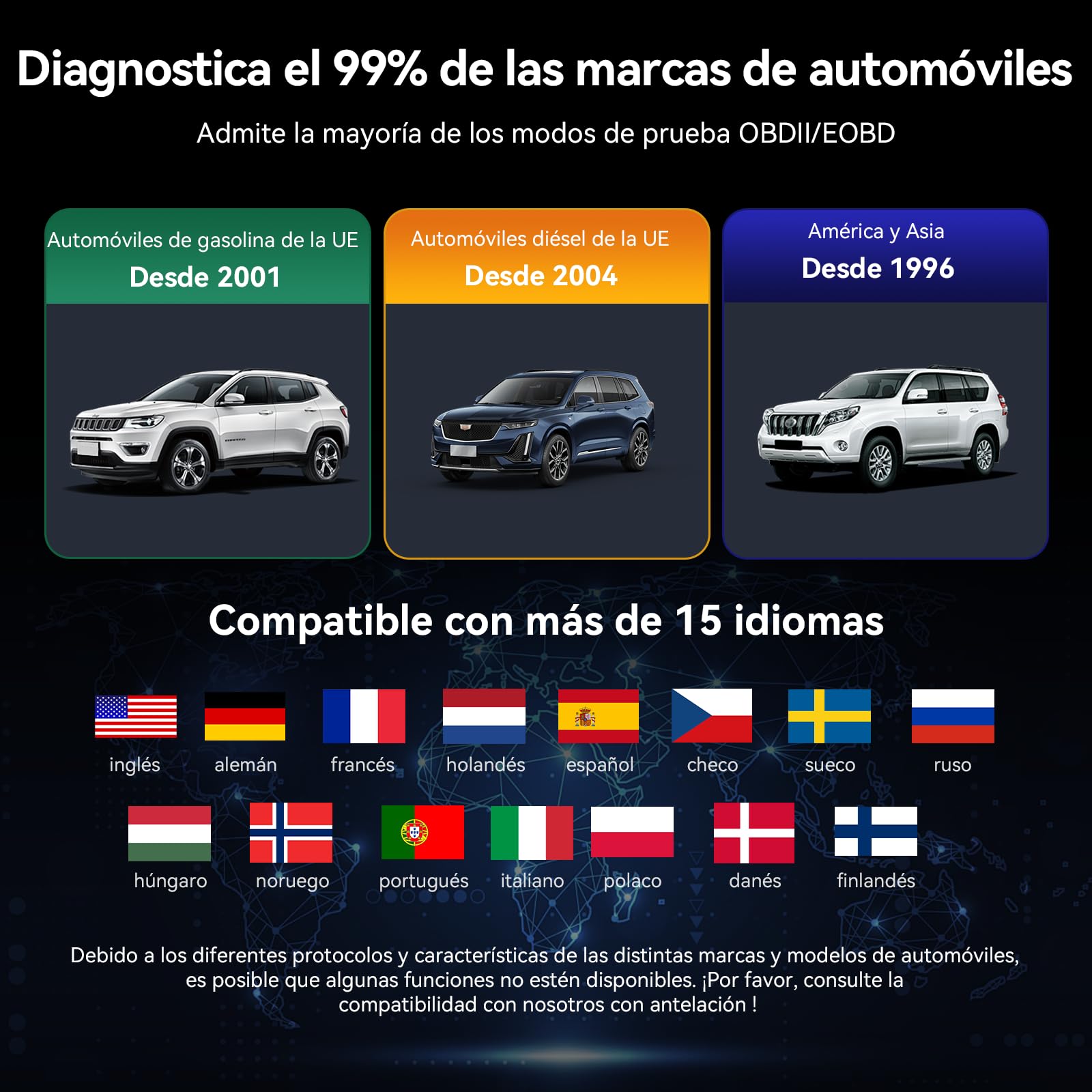 iCarsoft CR Elite OBD2 Máquina Diagnosis Coche Multimarca, Escáner de Coche para Motor, ABS, SRS y Transmisión, Detector Fallos Coche con 9 Funciones Reinicio, Prueba de Batería