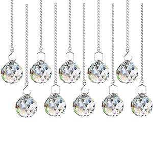 10 Piezas Feng Shui Cristal, Cristales para Colgar, Sun Catcher, Atrapasoles Cristal, con Cadena de Cola para Ventana Jardín Decoración de Boda