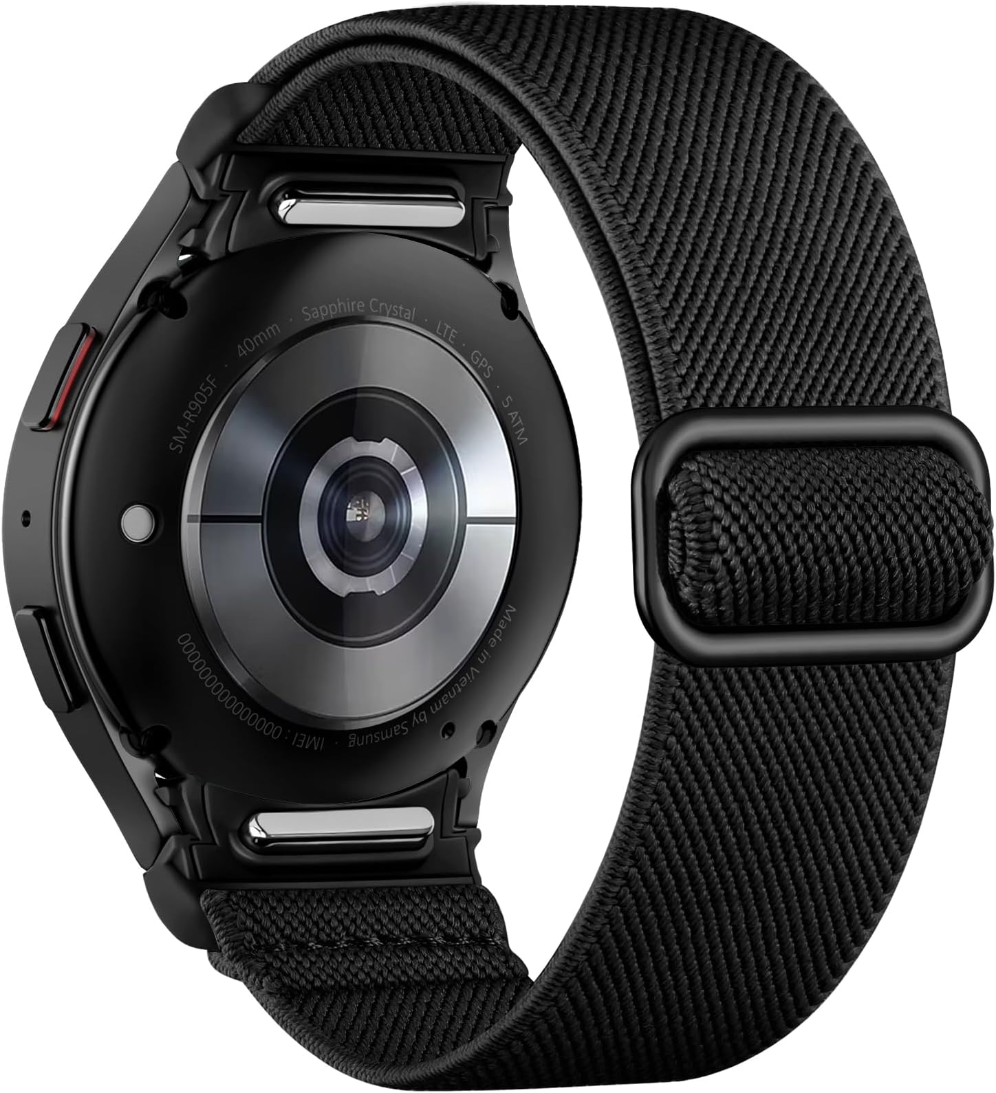 Mastten Elastic Nylon Strap Compatible with Samsung Galaxy Watch 7/6/5/4 Strap 40mm 44mm/Galaxy Watch 6 4 Classic/5 Pro/FE, No Gap One Click Quick Release Sport Band for Women Men, Black