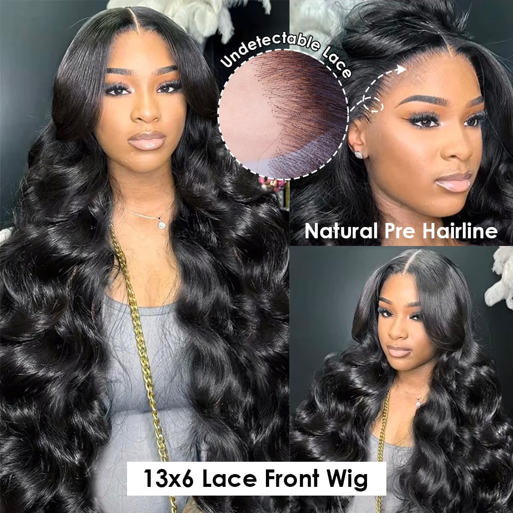 Amazon.com : Wingirl 13x6 Body Wave Lace Front Wigs Human  display picture 1