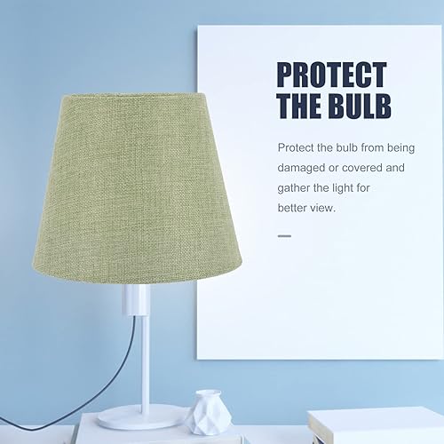 Miniatura 9 de Angoily Pantalla de tela, pantallas de lámpara de lino natural E14, cubierta de lámpara de repuesto para mesa, mesita de noche, lámpara verde