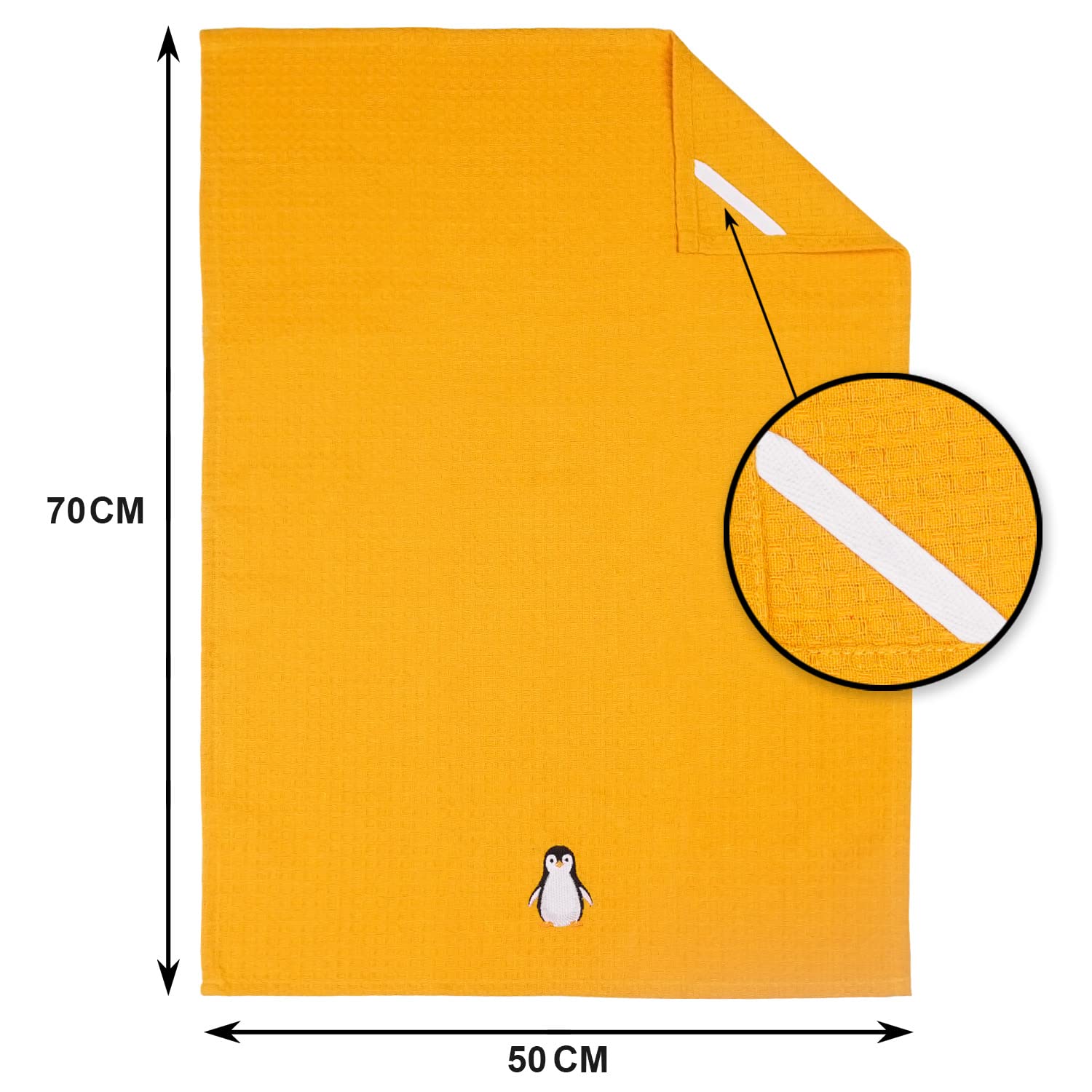 YOGAN Asciugamani Da Cucina In Cotone 100% | Confezione 4 Pezzi, 50x70 Cm, Trama A Nido D'Ape, Assorbenti E Senza Pelucchi, Ricamati
