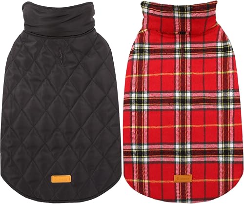 Kuoser - Abrigo impermeable de invierno para perro, chaqueta reversible estilo británico, ropa para perro a cuadros, abrigo acogedor para perros disponible en Yaxa Costa Rica