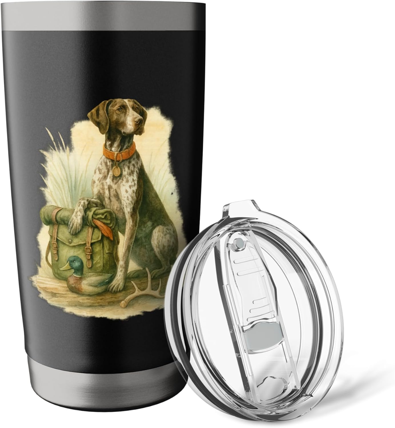 Sporting Dog Watercolor with Duck Decoy and Antler Stainless Steel Insulated Tumbler - Image 5