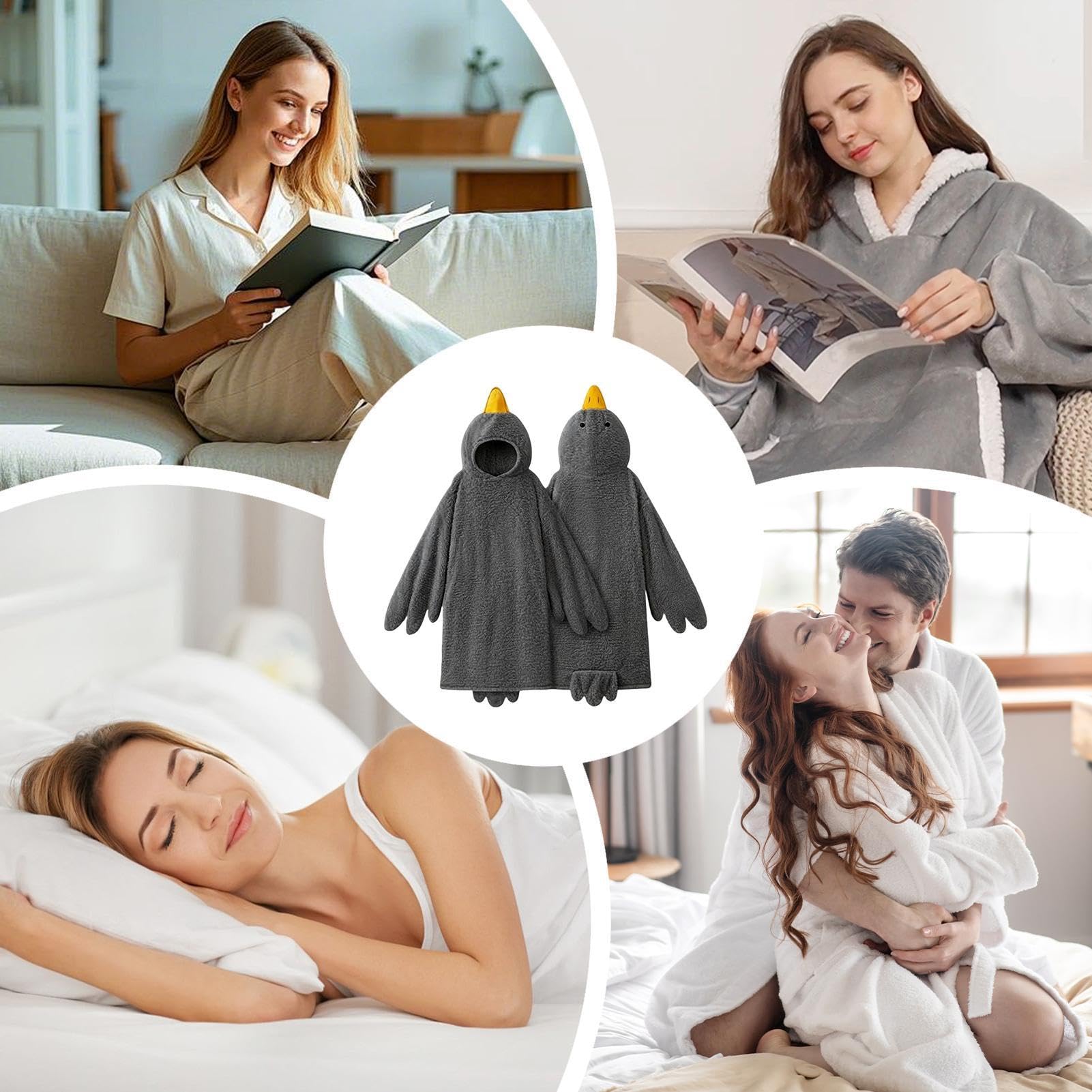 Coperta con cappuccio per adulti, divertente e confortevole, costume da anatra, pigiama divertente, per casa, andare a letto, campeggio, viaggi, dormire, rilassarsi, feste di compleanno