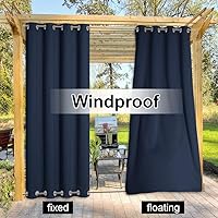 Vista 125 de NICETOWN Cortinas grises para exteriores para patio, impermeables, 2 paneles, resistentes al viento, a prueba de óxido, ojales superiores e