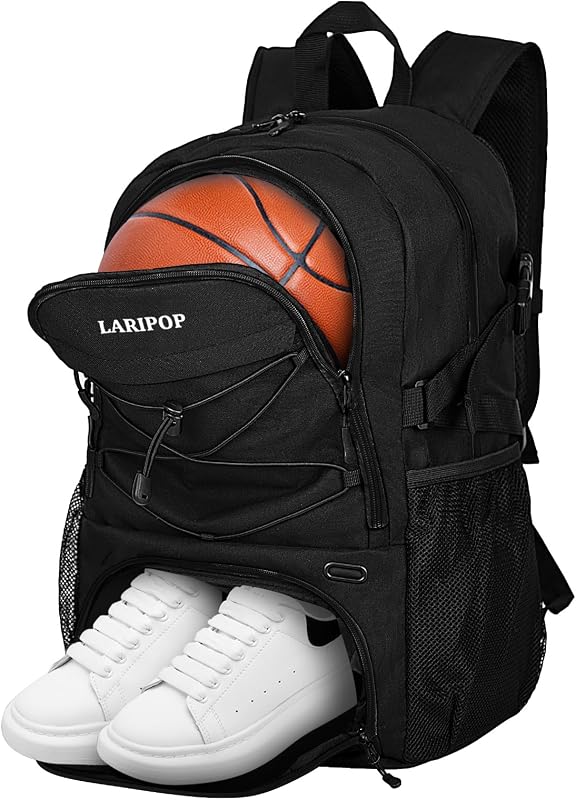 Basketball Backpack with Ball Compartment - Ventilated Shoe Pocket Fits US Size 15, Water Resistant 30L Sports Bag for Men Women Teen Athletes Practice Travel