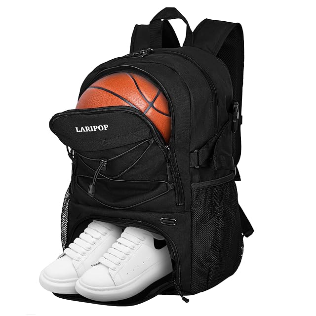 LARIPOP Basketball Bag Basketball Backpack with Shoe Compartment and Ball Holder Sport Bags for Soccer Volleyball Gym Travel
