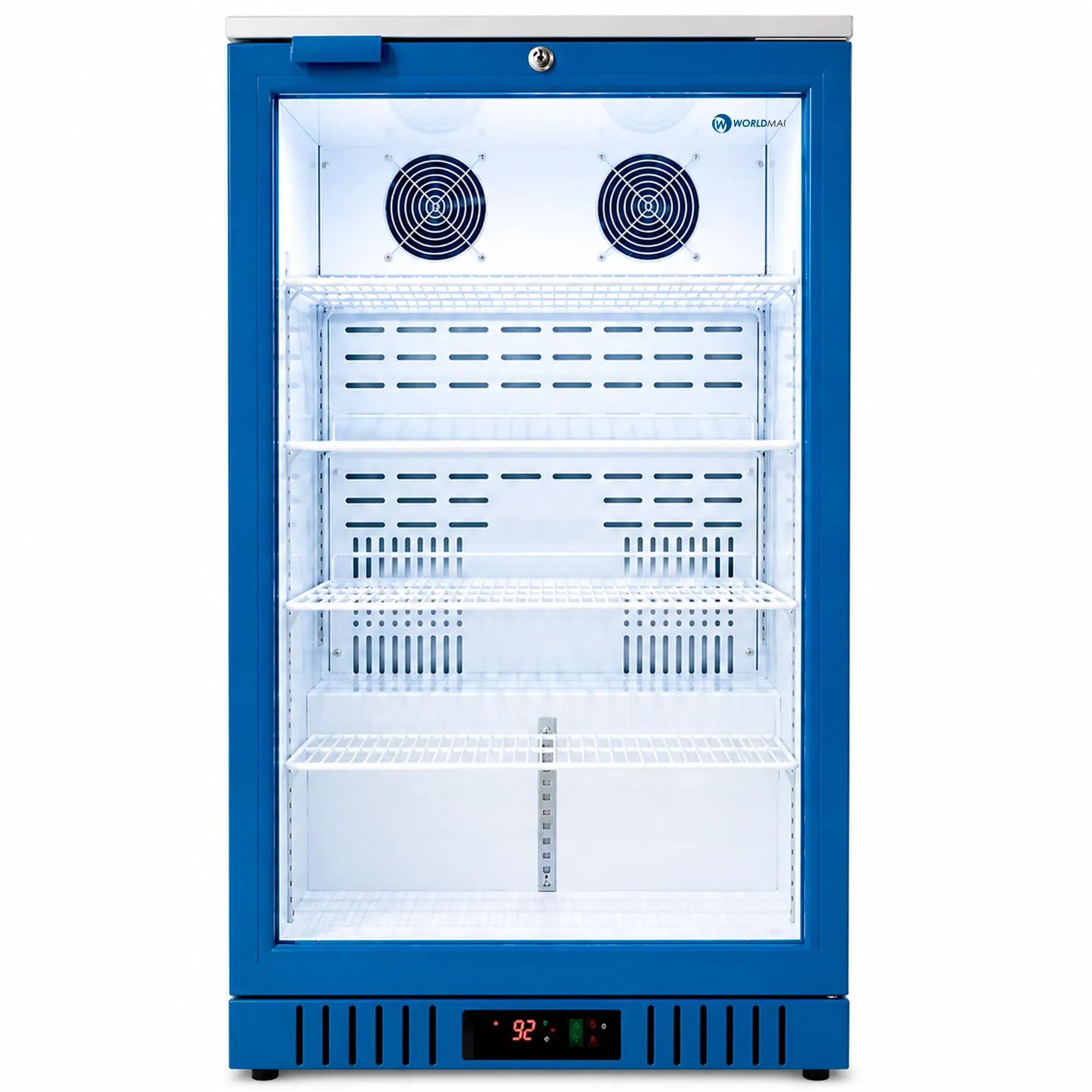 Nevera expositora refrigerada profesional Worldmai 133 L para hostelería. Botellero frigorífico expositor puerta de cristal, con doble ventilación, para bar y restaurante.