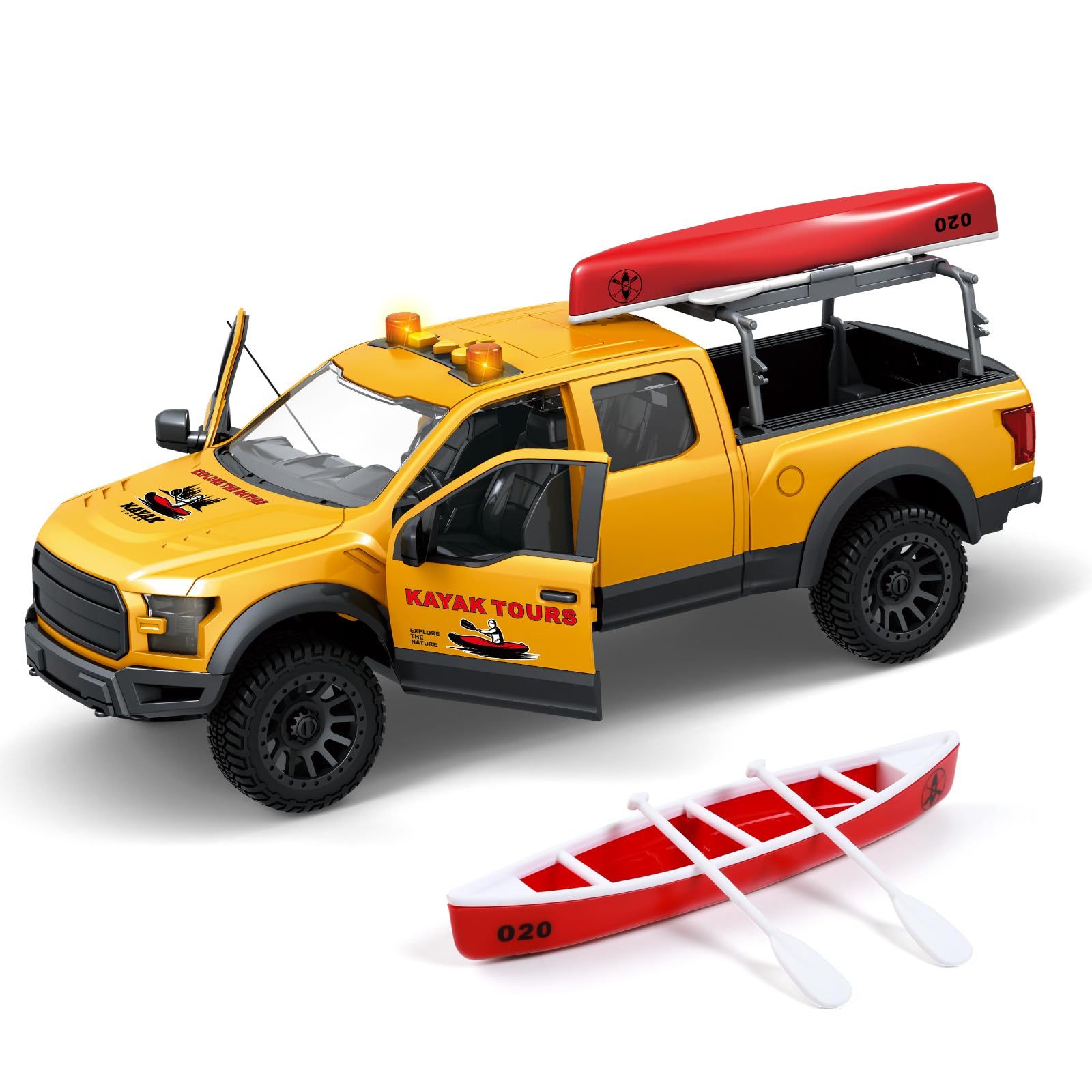 ANJARU Toddler Toys Pickup Toy Truck Toy with Sound and Light Pull - Fun Cars, Music, Toys for Kids, Ages 3 4 5 6 Year Old Boys (Yellow Pickup Truck