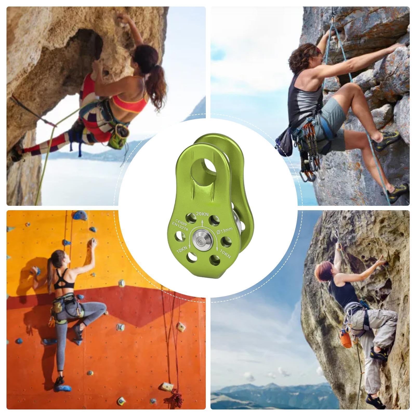 Puleggia Per Arrampicata Su Roccia In Alluminio 7075 – Sicura Per Calate In Corda Doppia, Carico 20kN, Per Alpinismo E Soccorso