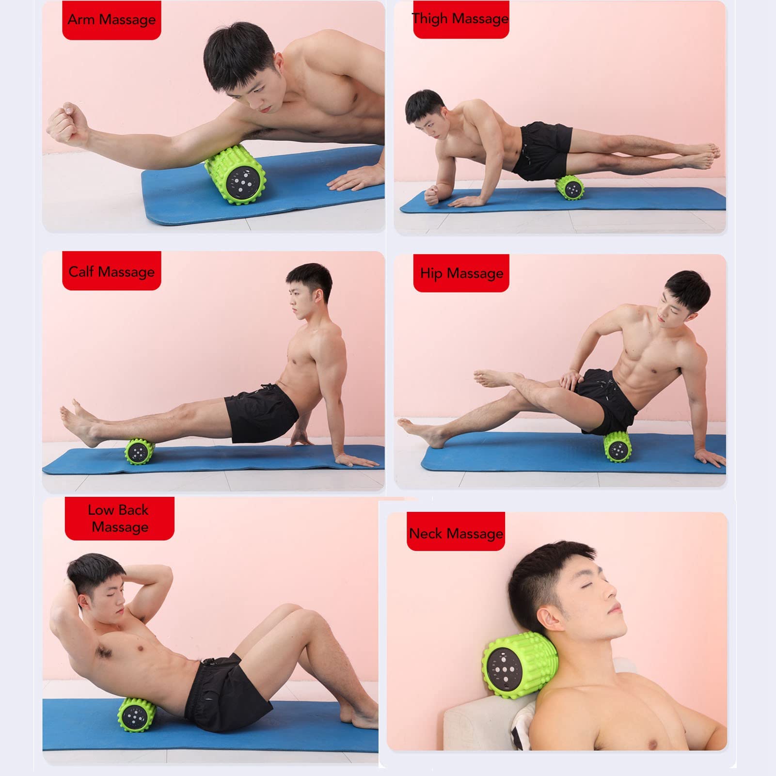 Rullo Vibrante Schiuma 5 Velocità Massaggio Muscolare Recupero Sportivo TriggerPoint Altoparlante Integrato Resistente