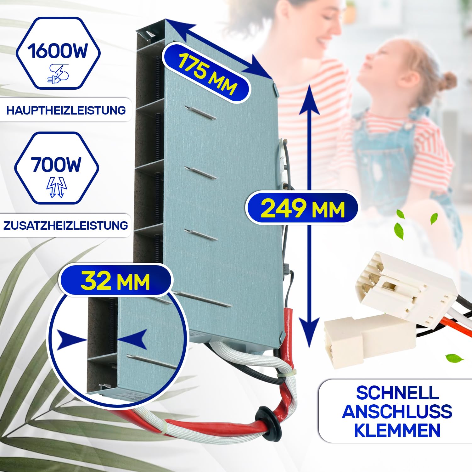 Heizelement Trockner 1600+700W 230V mit 2976680200 für Beko für Blomberg