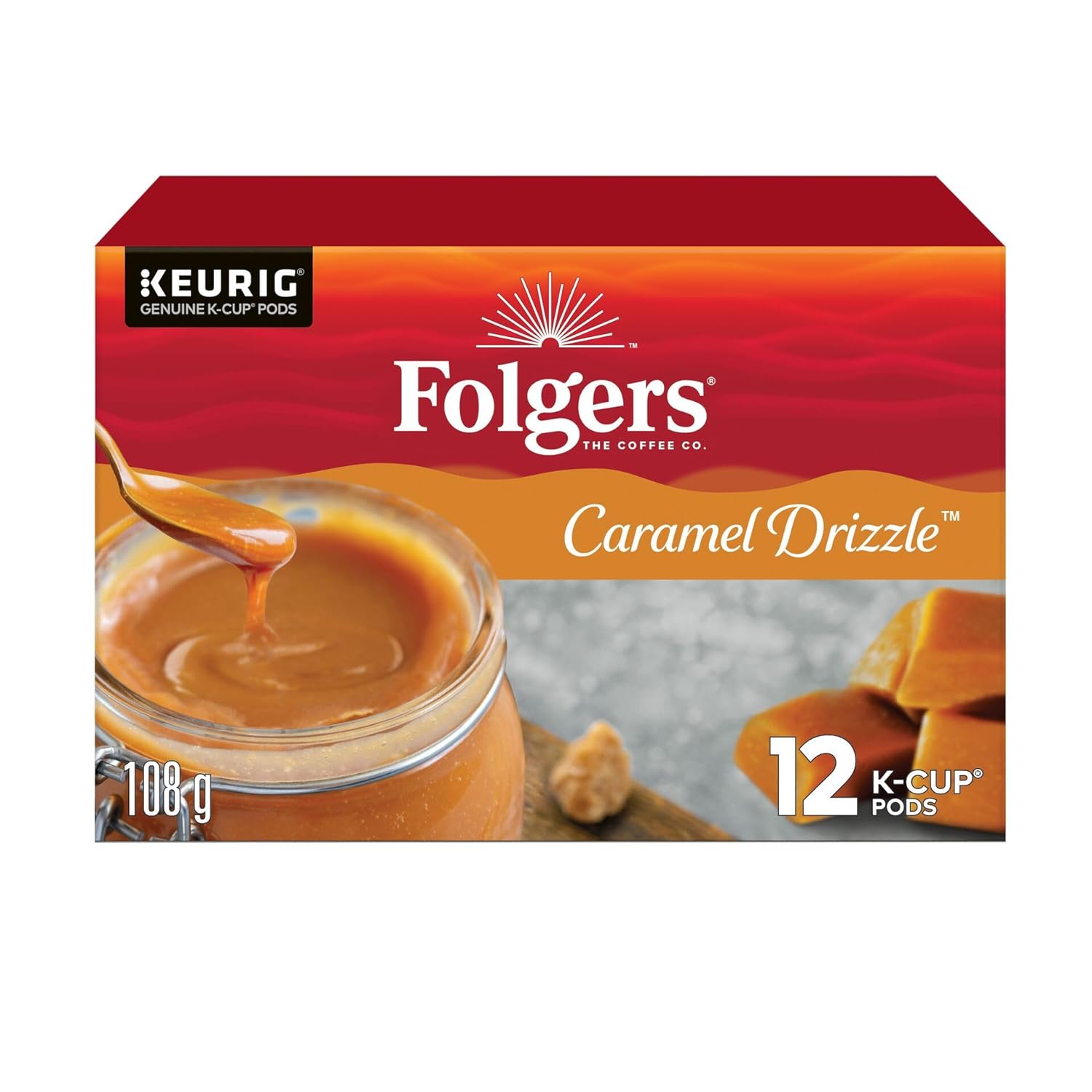 Folgers Caramel Drizzle Flavoured KCup Coffee Pods 12 K