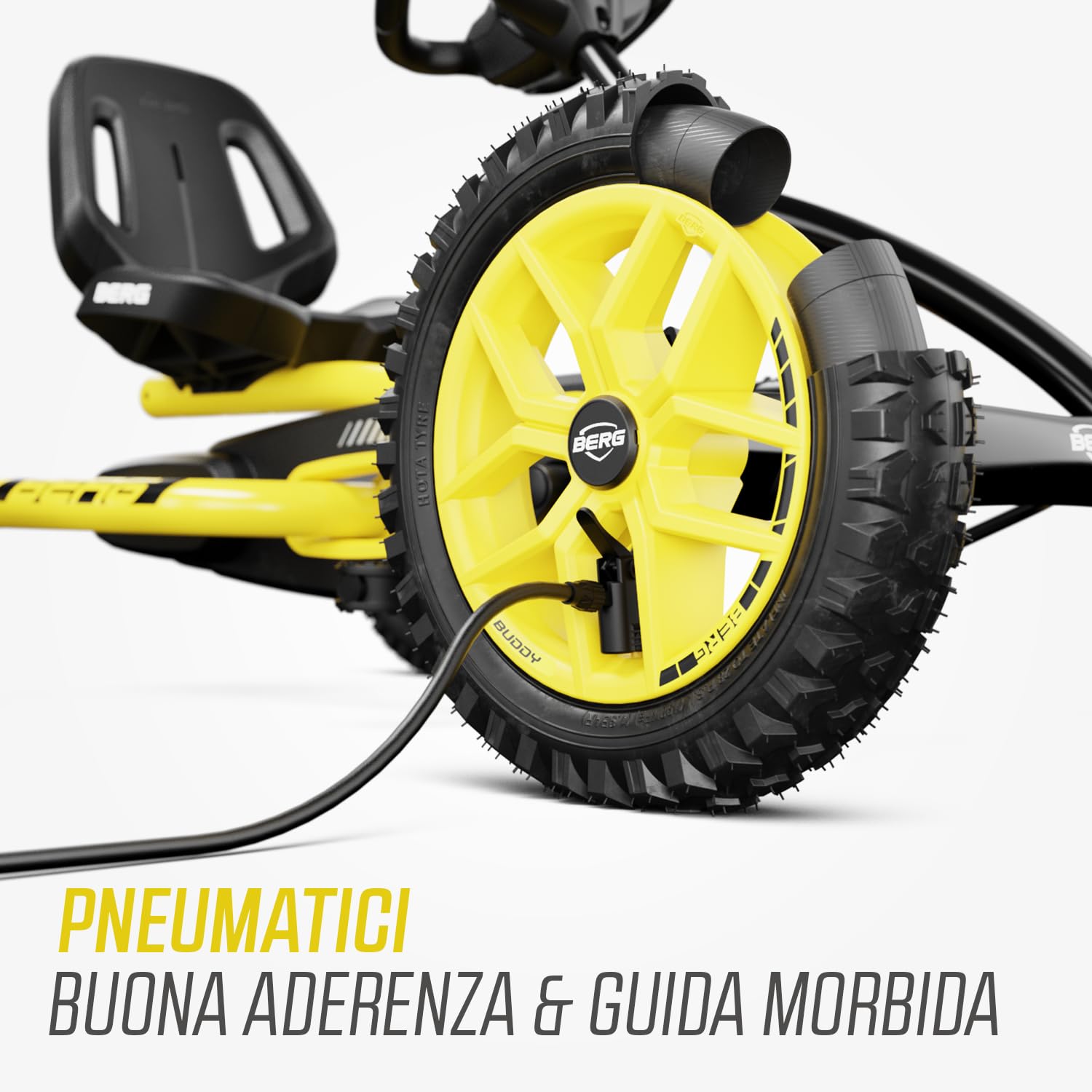 BERG Buddy Cross Pedal GoKart | Veicolo per bambini a pedale, con elevati standard di sicurezza, pneumatici e ruota libera, giocattolo per bambini di età compresa tra 3 e 8 anni