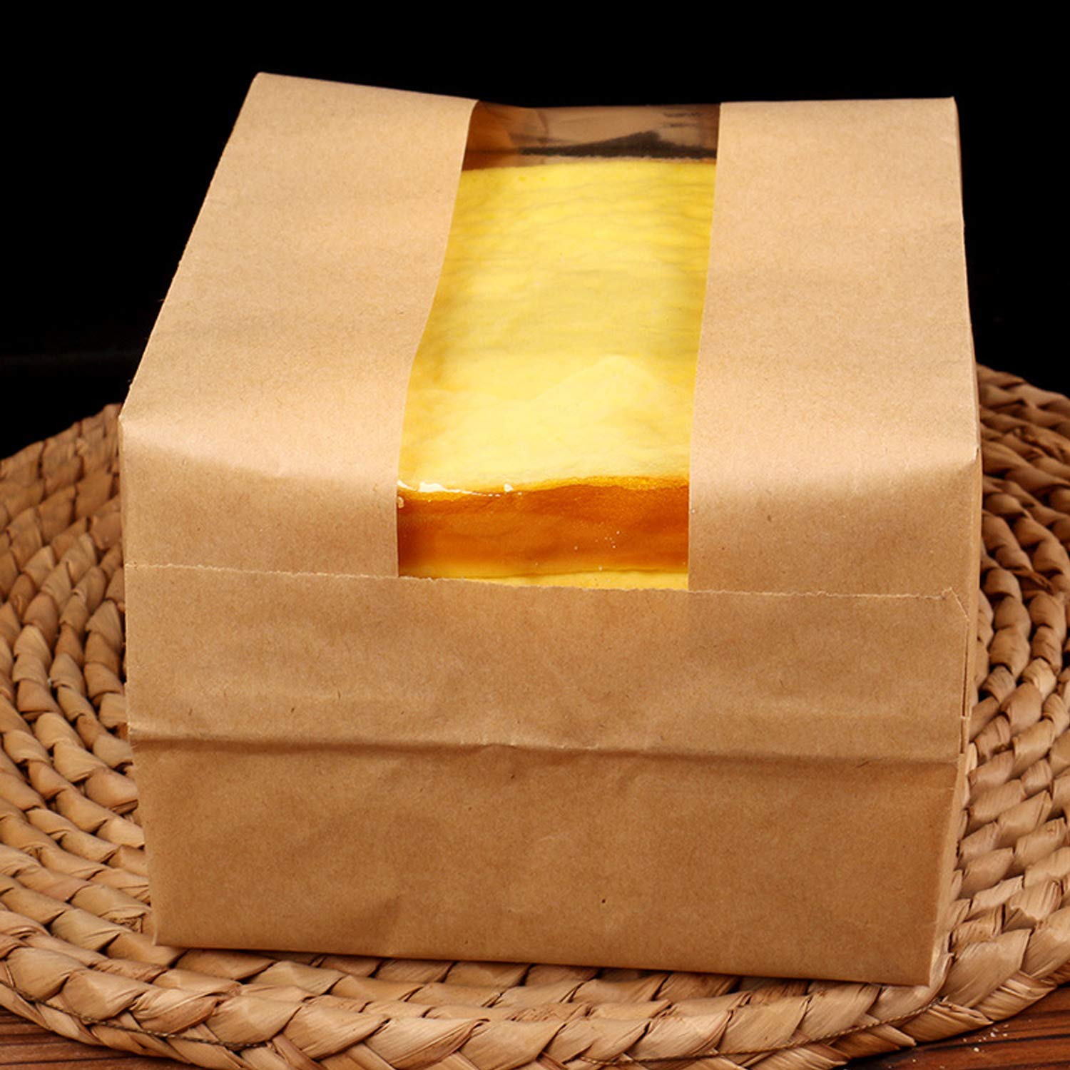 Bruin papieren zakken, boterbroodzakken, 50 stuks, bruine zakjes met venster, cadeauzakjes voor koekjes, toast, sandwich