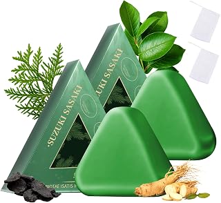 Nature Triangle Shampoo Bar,Nature Seven Green Soap Shampoo, Nature Green SoapShampoo,Calming & Strengthens Hair,for Women and Mens(2 Pcs,2 Foaming Net）