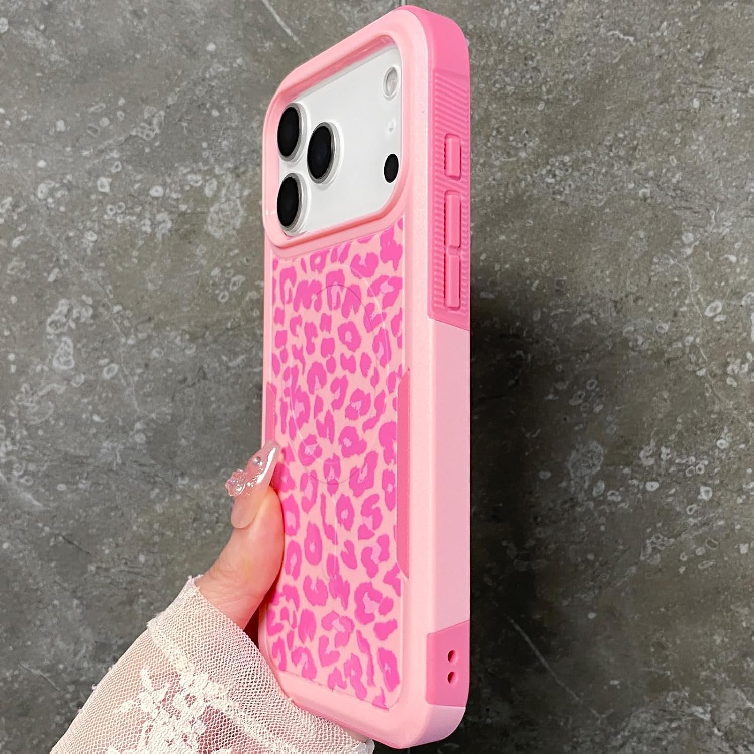 Magnetic Cute Case for iPhone 18 Pro Max, Pink Leopard Cheetah image 4