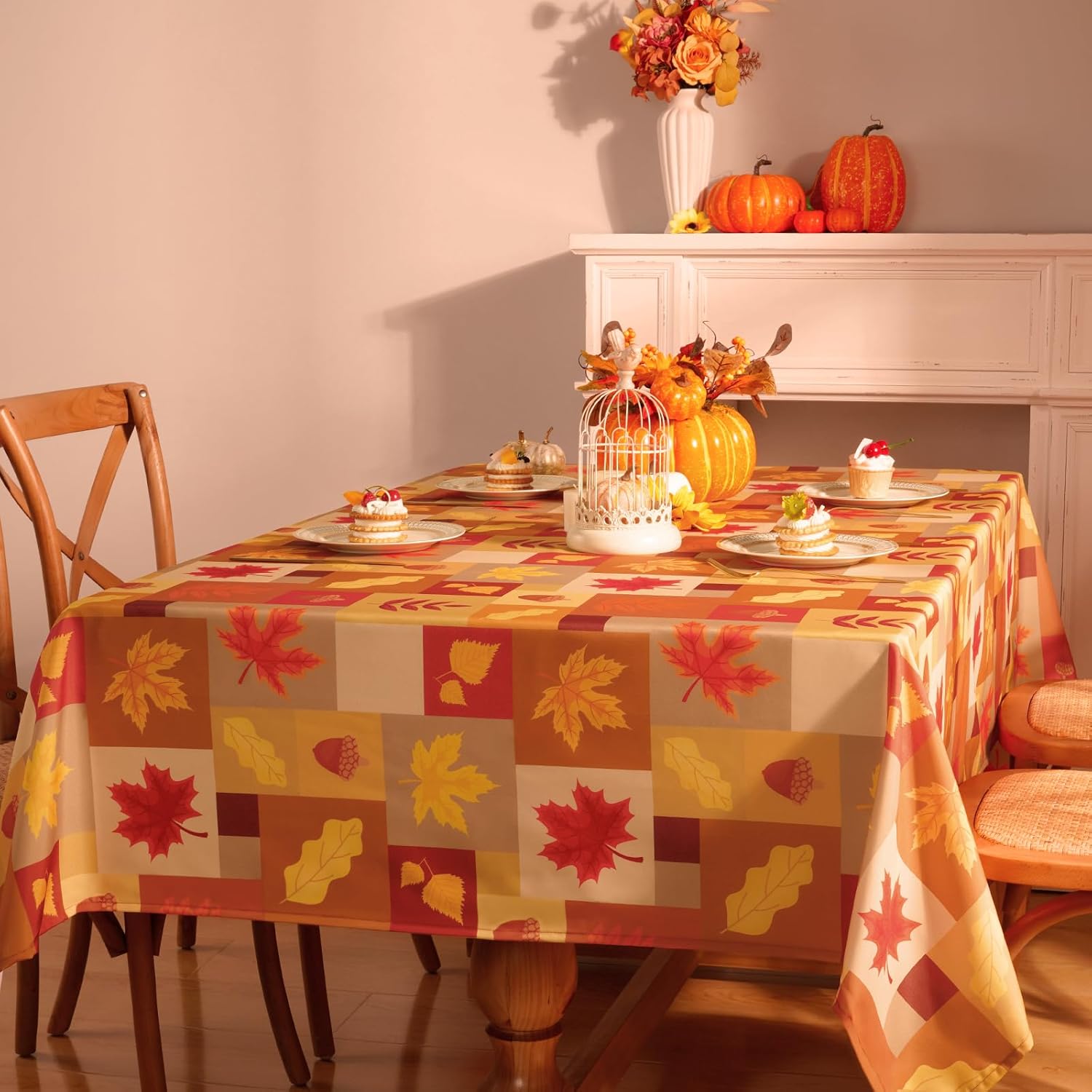 Alishomtll Fall Tablecloth 60x120 Inch, Leaf Table Cloth