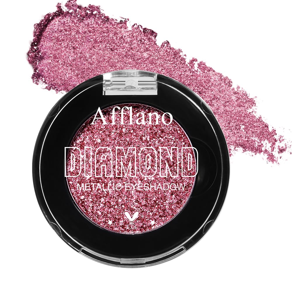 Afflano Paleta de sombras de ojos rosa con purpurina rosa, alta pigmentación, larga duración, 21H