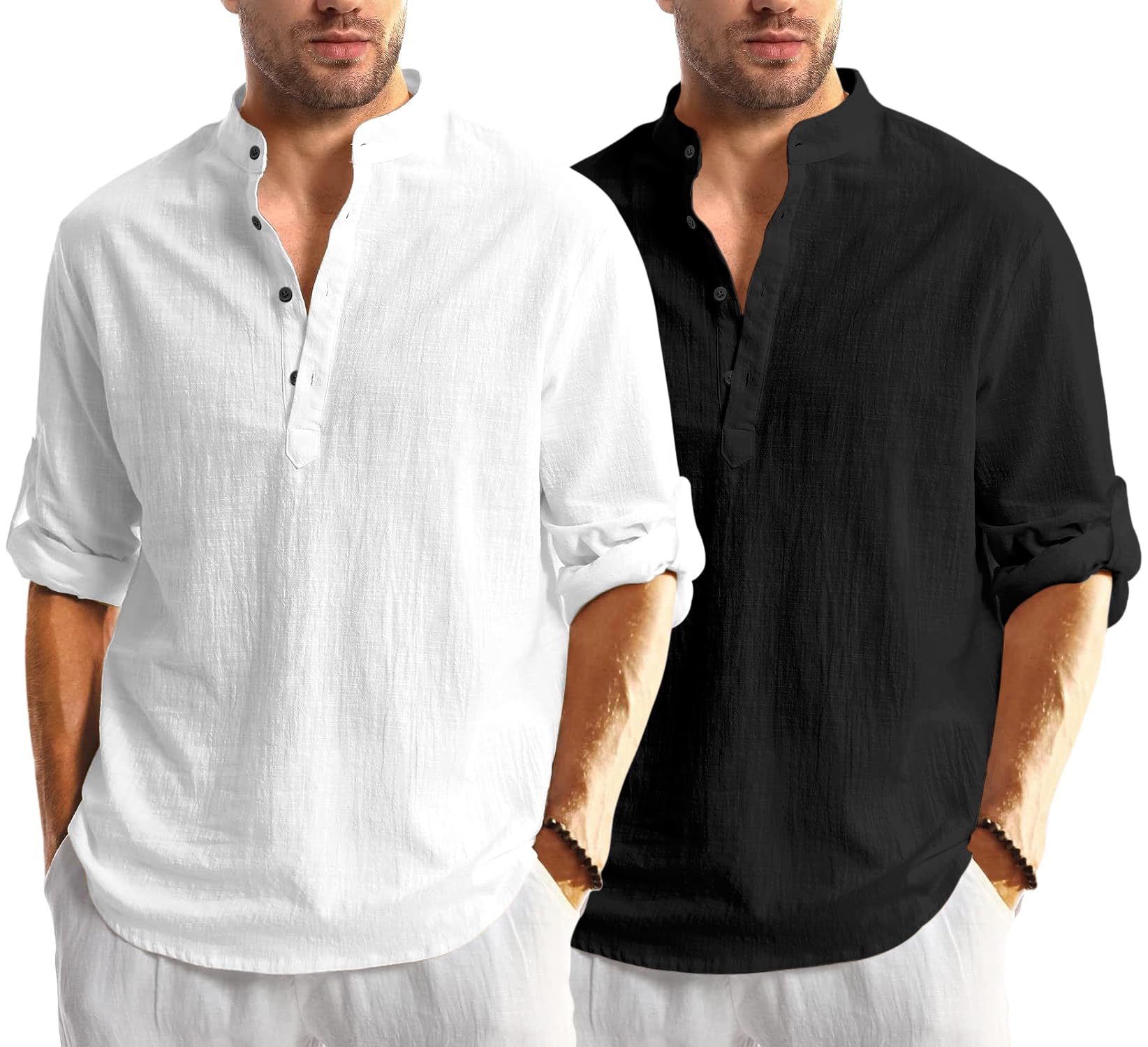 madhavista Combo of Men Solid Cotton Blend Straight Kurta Shirt Pack of 2-picture-11