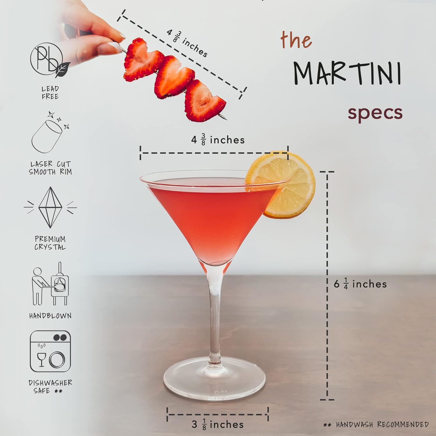 MORA PURE Martini Glasses, Set of 4-7oz - Handblown Premium Crystal Glass for Cockails, Martinis, Home Bar, Cosmos, Gimlet, Parties, Etc - Modern Classic Cocktail Glassware, Gift for Him/Her - Image 2