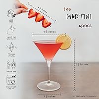 Vista 2 de MORA PURE Copas de Martini, Juego de 4 de 7 onzas - Cristal Premium Soplado a Mano para Cócteles, Martinis, Bar en Casa, Cosmos, Gimlet, Fiestas