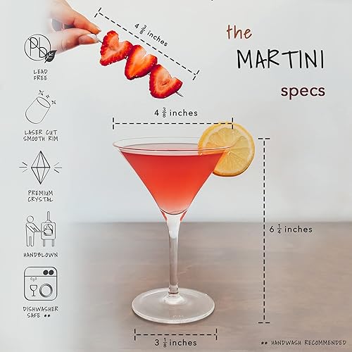 Miniatura 2 de MORA PURE Martini Glasses, Set of 4-7oz - Handblown Premium Crystal Glass for Cockails, Martinis, Home Bar, Cosmos, Gimlet, Parties, Etc - Modern