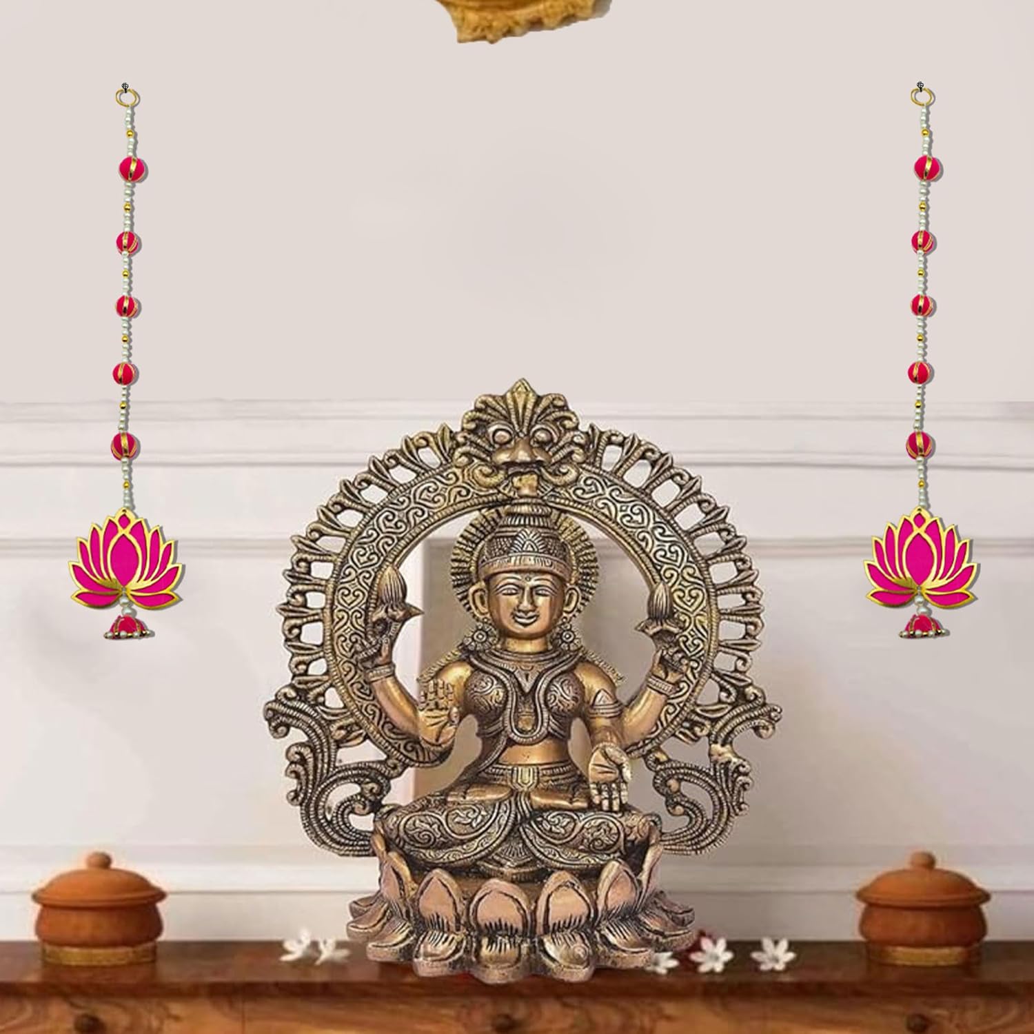 SAJTOX Handmade Lotus Hangings Artificial Flower Garlands for Decoration Floral Wall Decor for Temple Pooja Room Showpiece for Home Decor’s