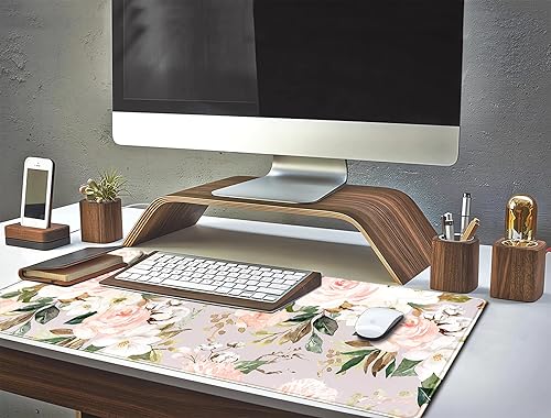 Miniatura 6 de Alfombrilla para teclado de escritorio con flores rosadas, alfombrilla de mouse de escritorio para juegos de PC, alfombrilla de mouse grande con