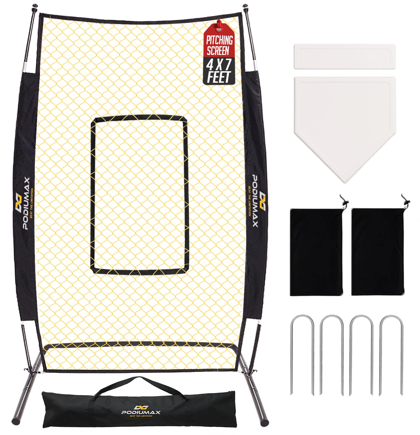 Photo 1 of PodiuMax 7x4FT Baseball Pitching Screen with U-Shaped Base