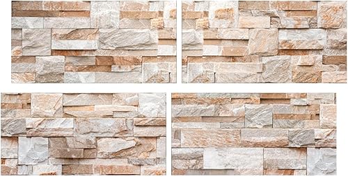 MagiDeal 4x 3D Brick Wallpaper Faux Brick Wall Stickers Waterproof DIY Faux Textured Bricks Decals Brick Wall Panels for Kitchen Backsplash Playroom