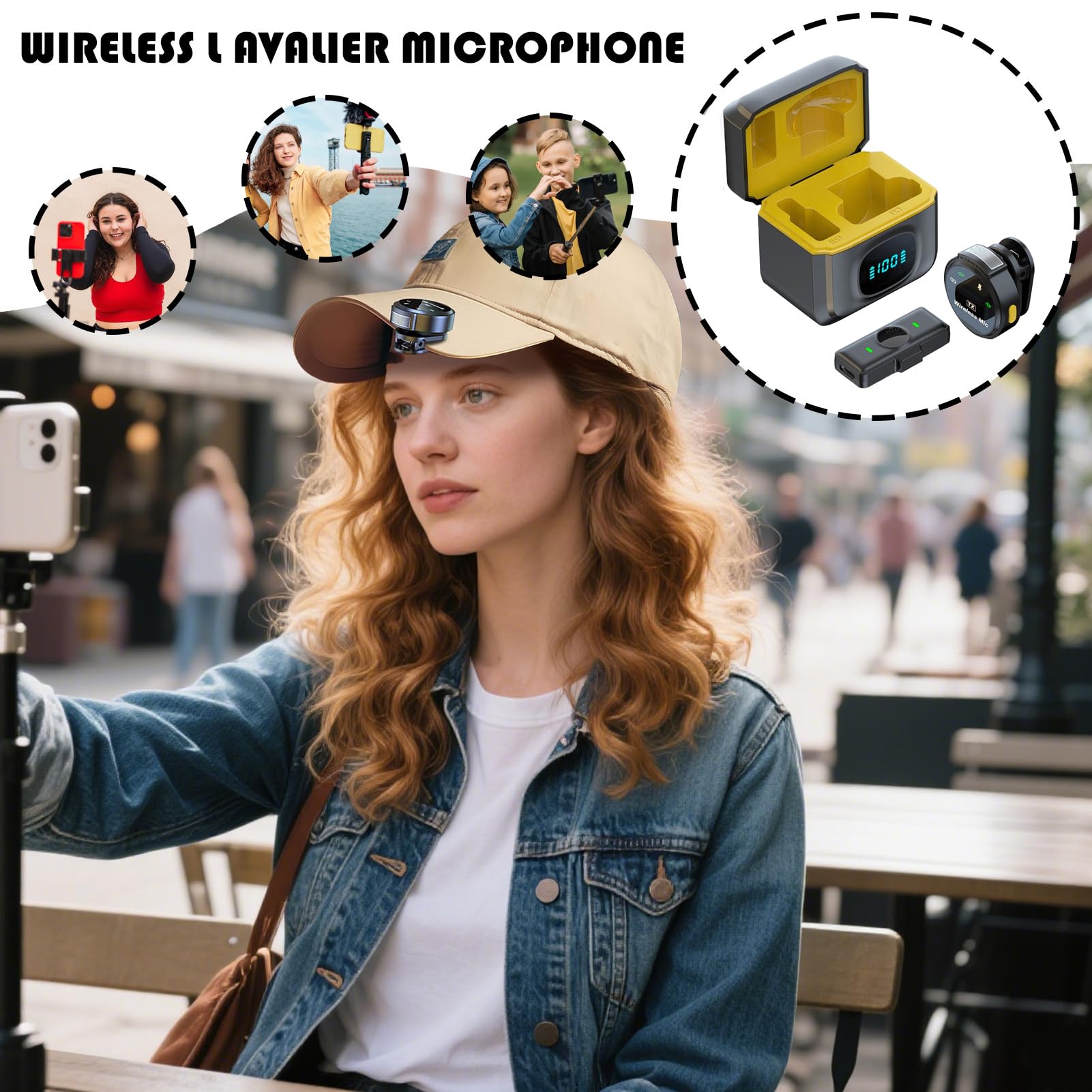 Generico Micrófono con clip inalámbrico – Micrófono de clip magnético, batería de 12 horas para vídeo, canción, música, Vlogging Social, grabación de películas
