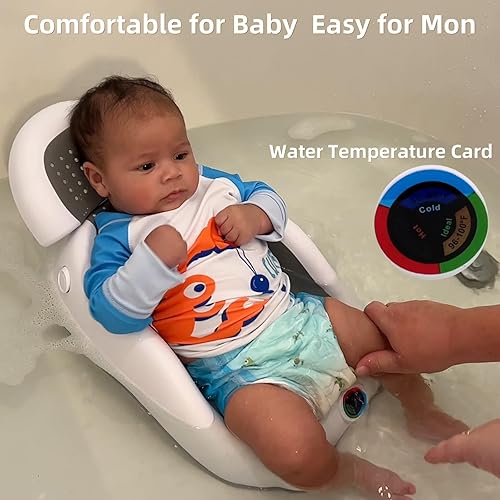 Miniatura 2 de Bañera para recién nacidos con tarjeta de recordatorio de temperatura del agua, ajustable, ergonómica, antideslizante, para recién nacidos de hasta