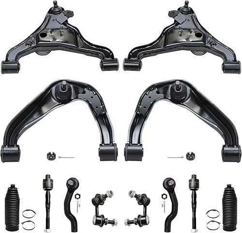 Detroit Axle - Brazo de control inferior superior delantero con juntas esféricas, varillas de amarre exteriores interiores, eslabones de barra