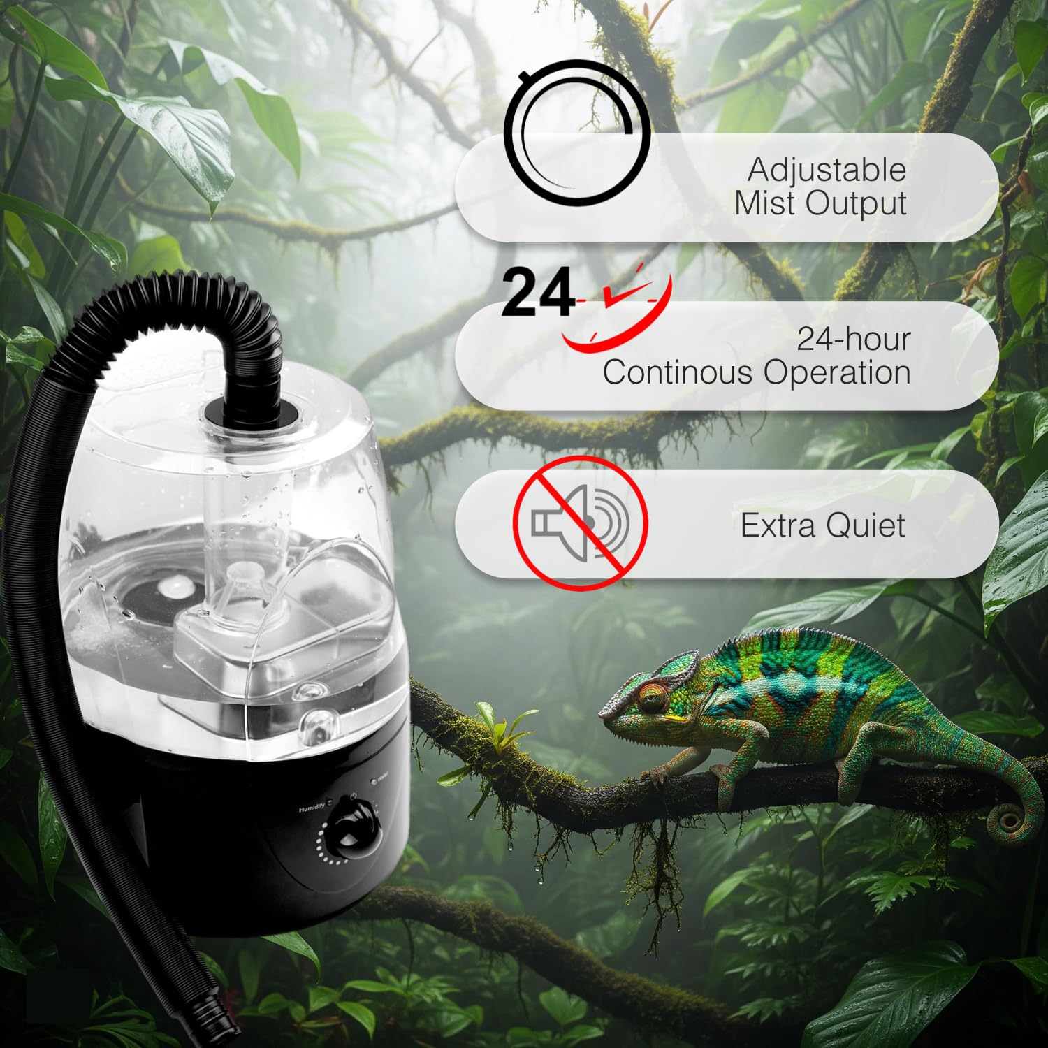 MRREPTILE Humidificadores nebulizadores para reptiles, humidificador de tienda de cultivo, sistema de nebulización para reptiles, humidificador nebulizador de terrario, 3.5 L de gran capacidad para