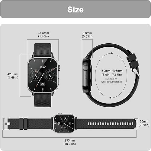 Miniatura 9 de Reloj inteligente para hombres y mujeres, 1.85 pulgadas AMOLED HD reloj de fitness con más de 120 modos deportivos, llamada Bluetooth, frecuencia