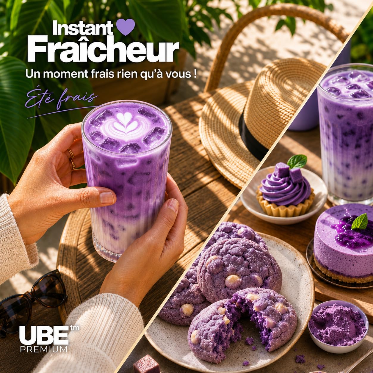 UBE PREMIUM - Ube Poudre 100% Naturelle et Authentique Qualité Premium– (200 g) Igname Violet (Dioscorea alata) – Ube Latte, Glaces, Bubble Tea & Desserts – Vegan, Sans Gluten, Colorant Naturel
