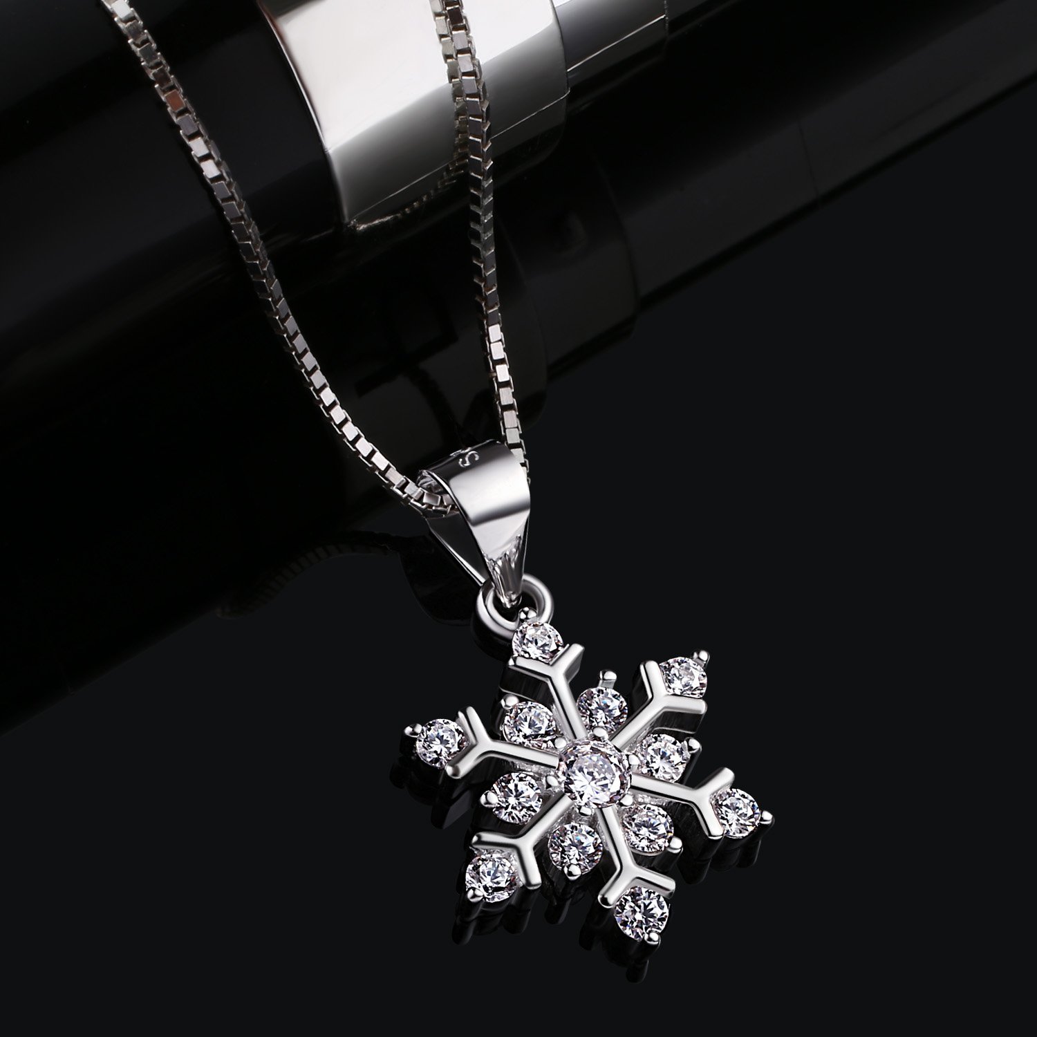 B.Catcher collana in argento con pendente in zircone a forma di fiocco di neve