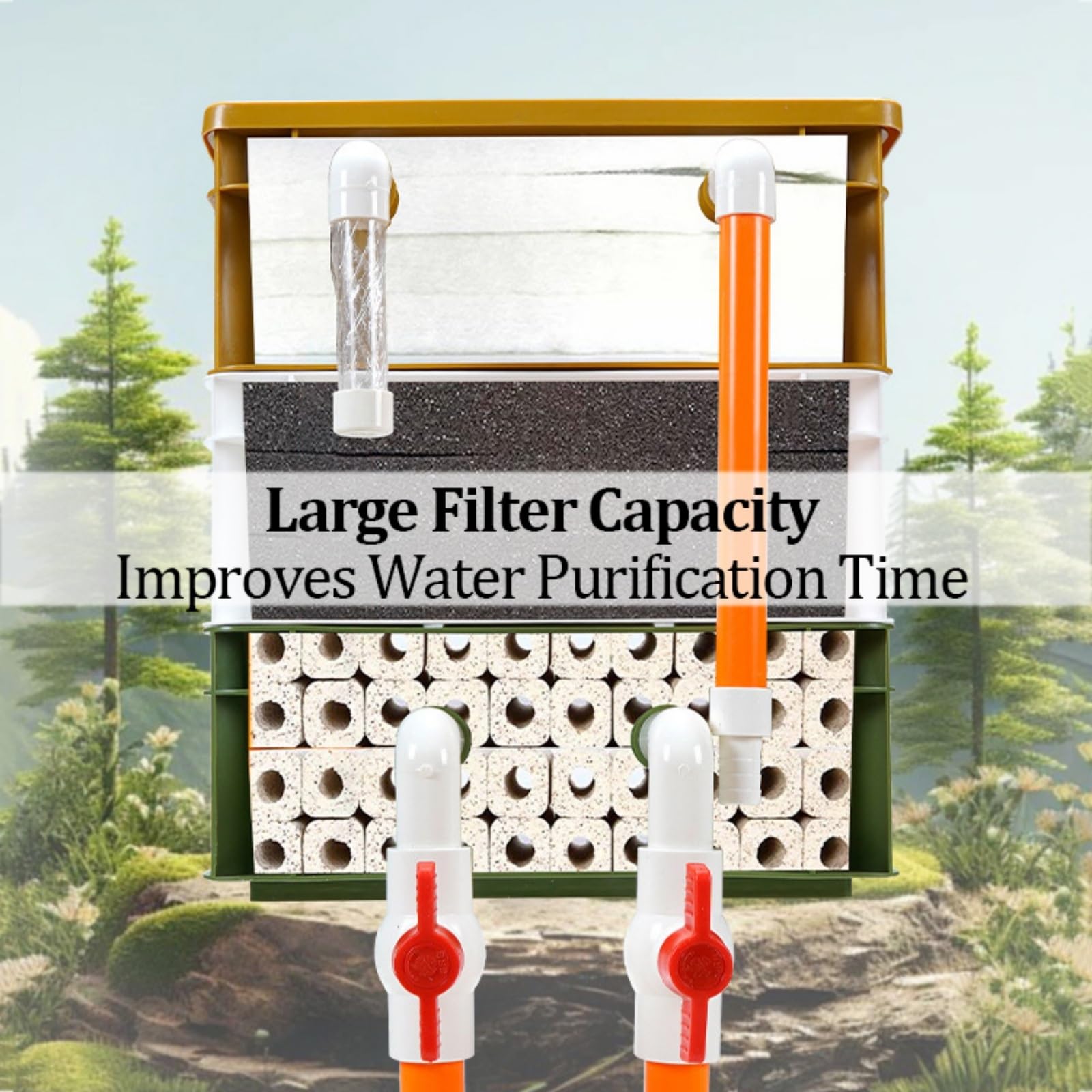 Filtro per acquario a 3 strati con flusso regolabile, sistema di filtraggio ad alto fatturato per stagni Koi e acquari