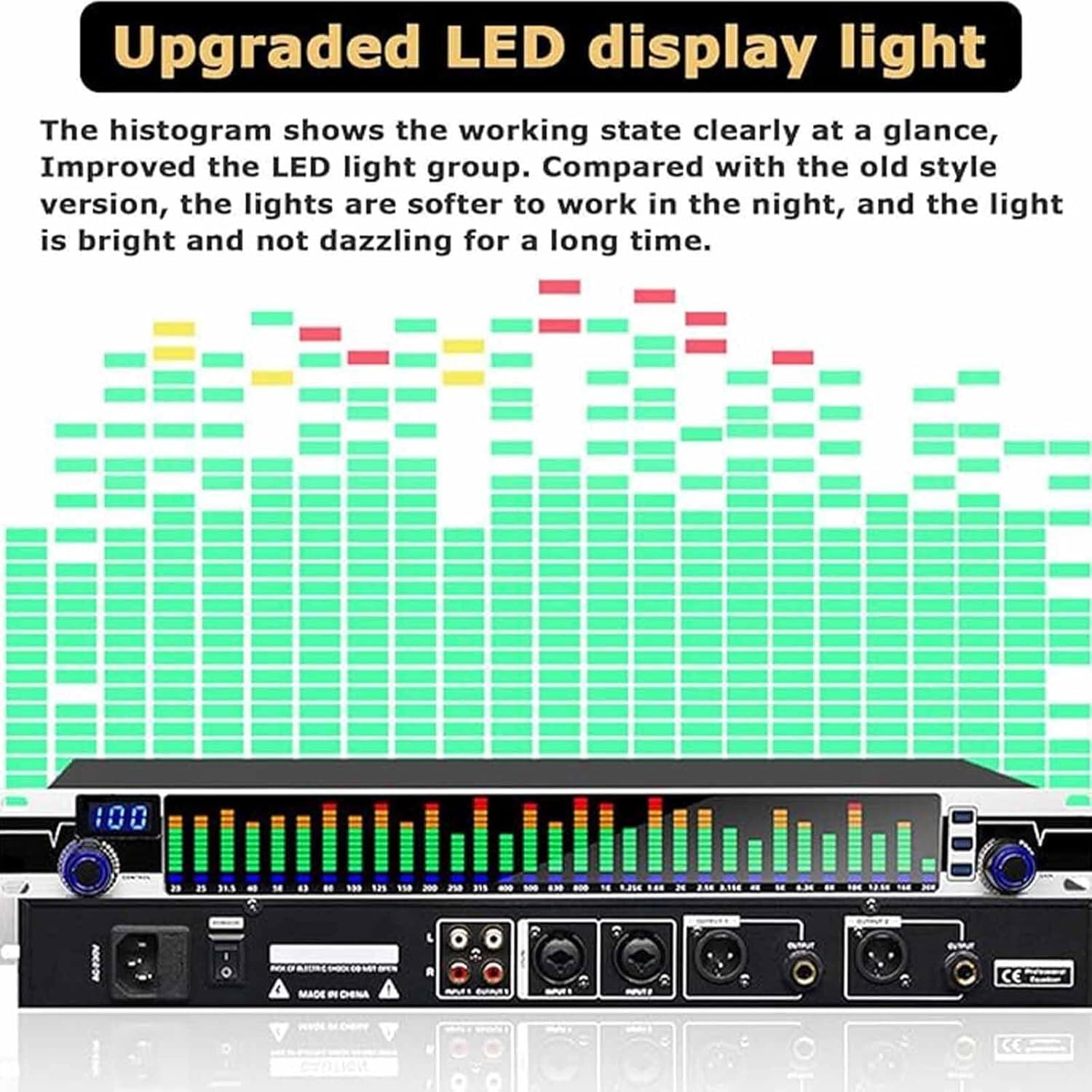 EPANO LXXW Equalizador Ecualizador Digital de 31 Bandas, Ecualizador gráfico con Pantalla de Espectro de luz LED, 10 Efectos preestablecidos, Salida de reducción de Ruido HD Ecualizador de Audio