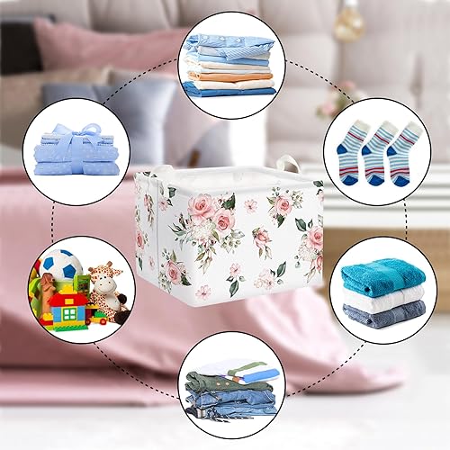 Miniatura 6 de Clastyle Cesta floral rectangular para niña, color rosa, para ropa, juguetes, libros, aperitivos