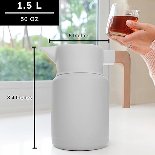 Miniatura 22 de Hastings Collective Jarra térmica de café de 50 onzas – Jarra grande aislada de acero inoxidable – 1.5 litros de doble pared al vacío termo Negro